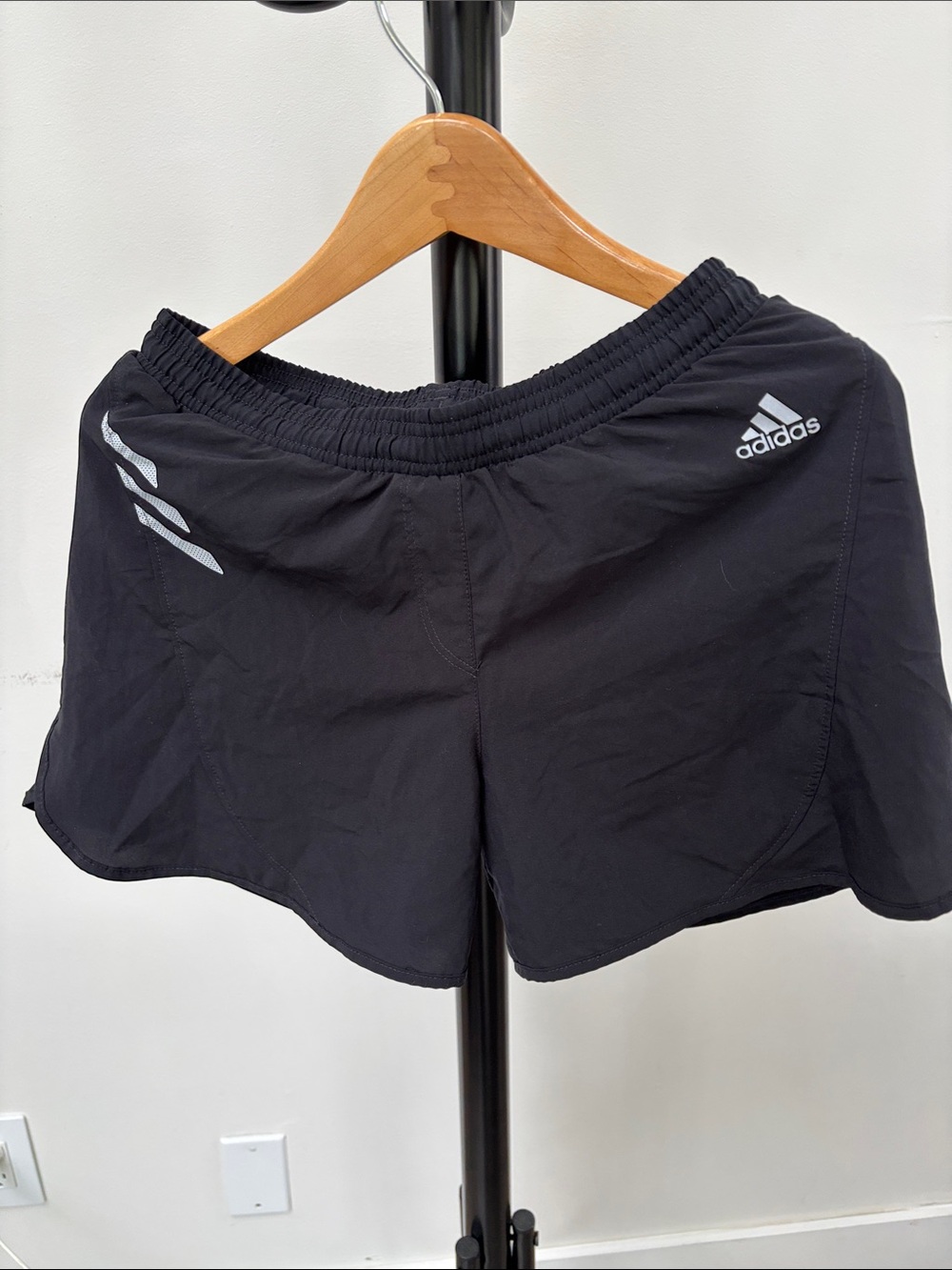 adidas Black Women's Athletic Running Shorts with Reflective Logo
